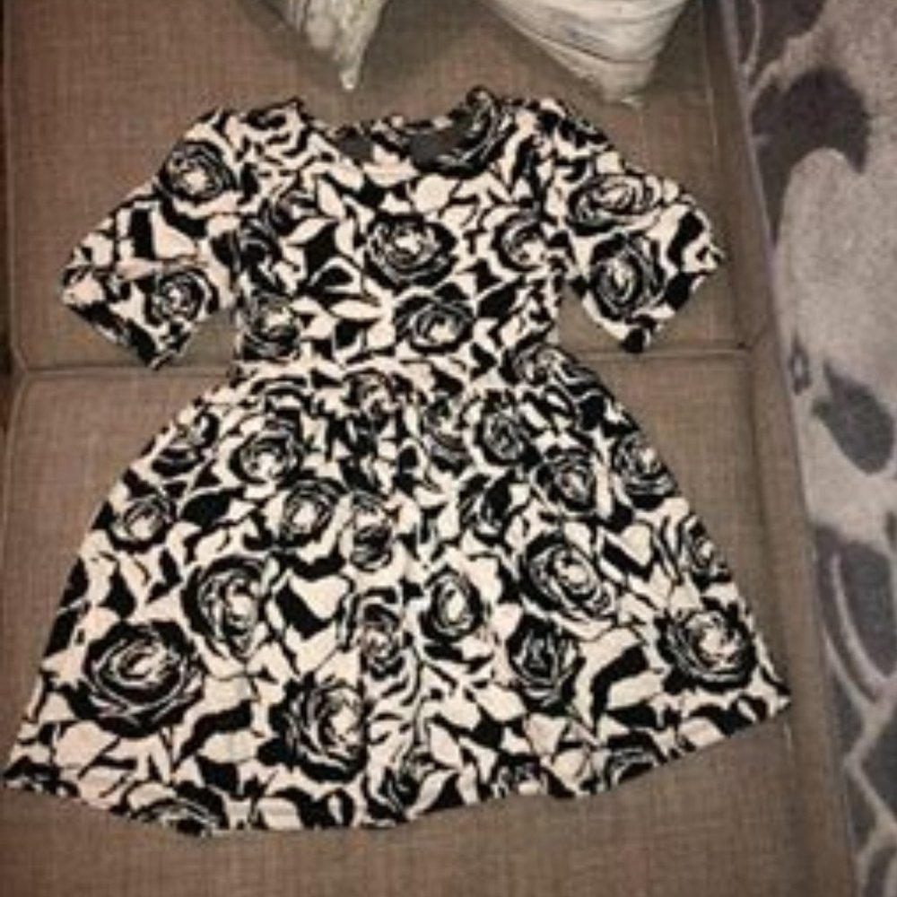 Velvet Black and White Christmas Dress